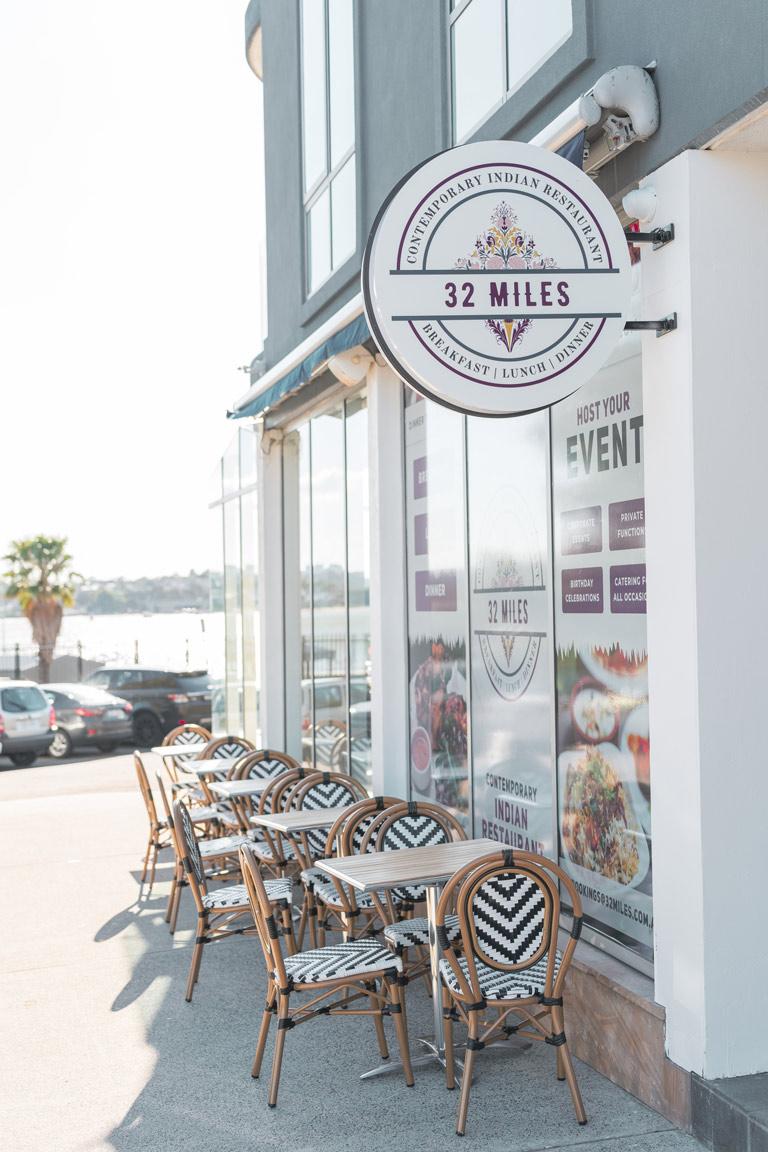 Waterfront dining at 32 Miles, Sans Souci